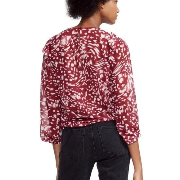 Maje Swirling Dot Lipone Smocked Blouse size 1 - Picture 4 of 13